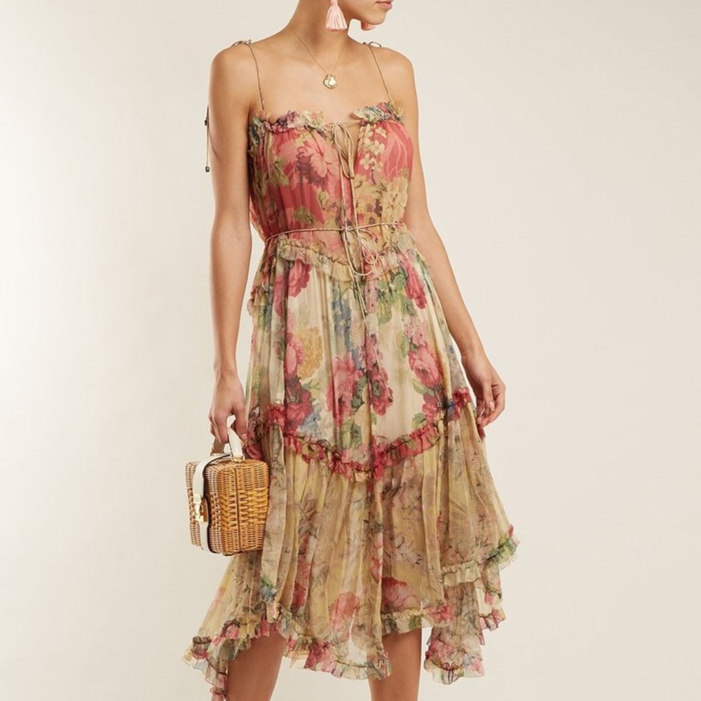 ๐ BOHEMIAN FLORAL RUFFLE DRESS FLOWER MIDI BOHO - Picture 7 of 8